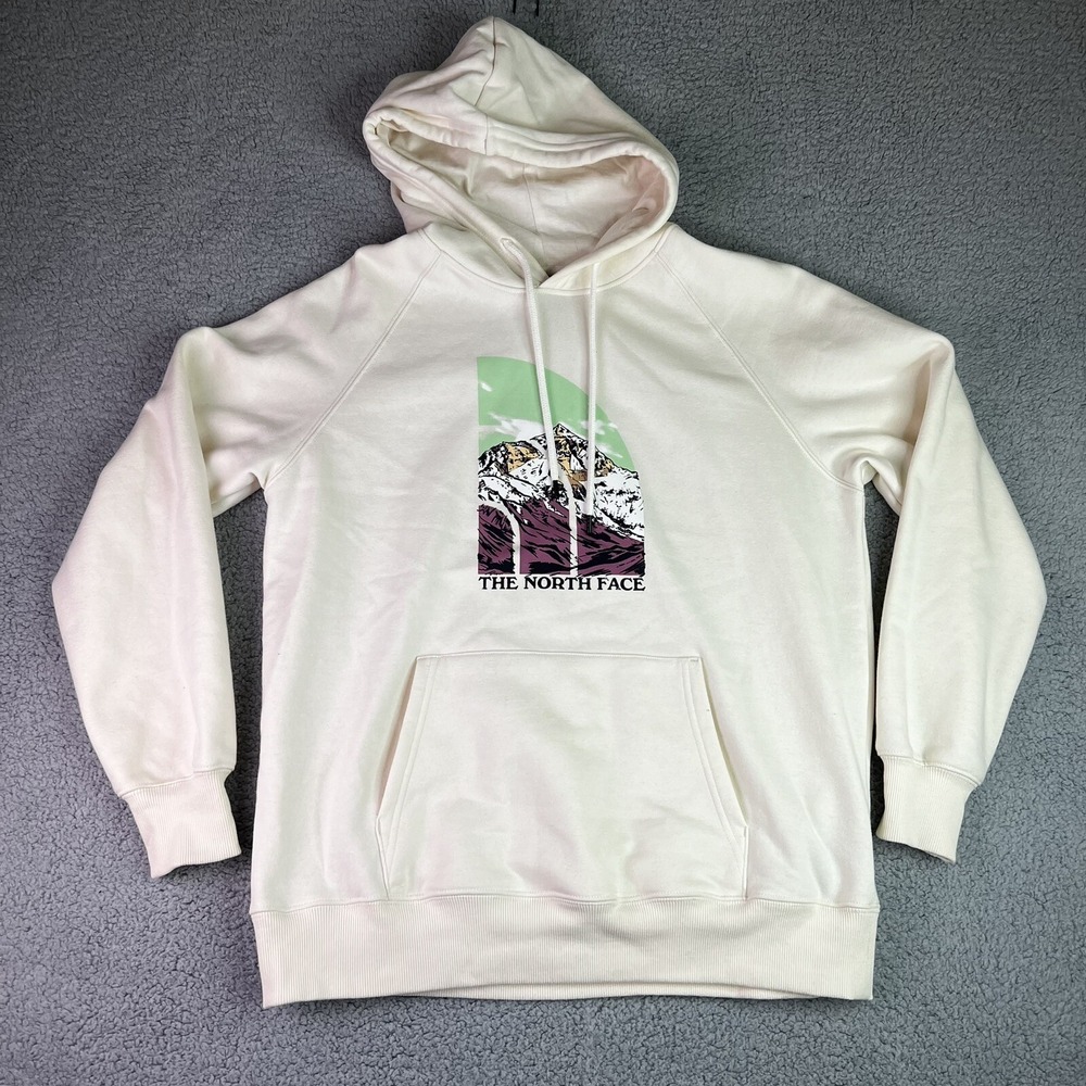 The North Face Mens Graphic Injection Pullover Hoodie Beige Sweatshirt Size L